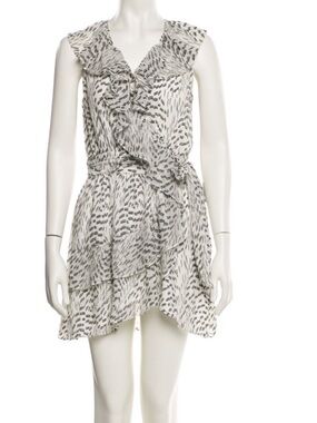 Ramy Brook White Dress with Charcoal Abstract Print